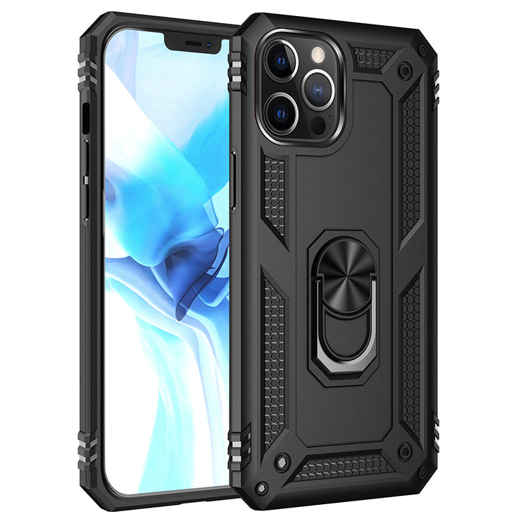 Tech Armor Ring Stand Grip Case with Metal Plate for iPhone 12 /